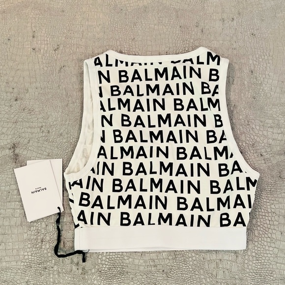 SOLD OUT***BALMAIN**White Logo Crop Top***F40; Large $320 - Picture 4 of 4